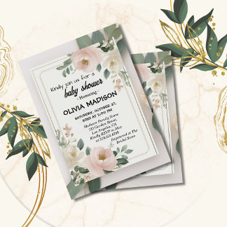 Wasserfarben-Blumen-Baby-Party Einladung