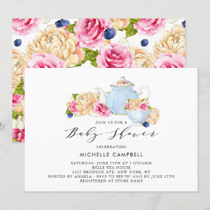 Wasserfarben-Blumen-Baby-Shower-Tee-Party-Einladun Einladung