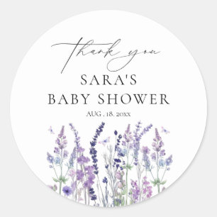 Wasserfarben-Blumen-Babyshower mit Wildblumen Runder Aufkleber