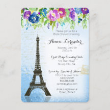 Wasserfarben-Blumen-Hochzeits-Einladung Paris