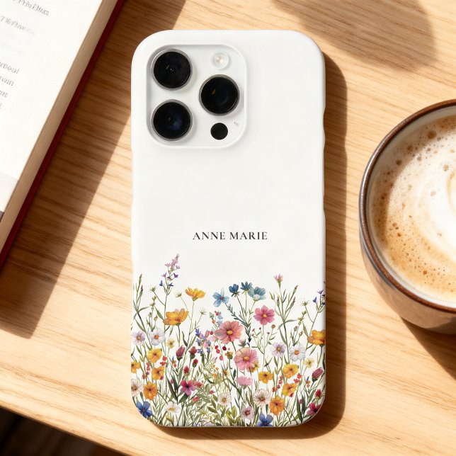 Wasserfarben-Blumen individuell anpassbare iPhone  16 Pro Hülle (Add your name and choose the iPhone model and case style.)