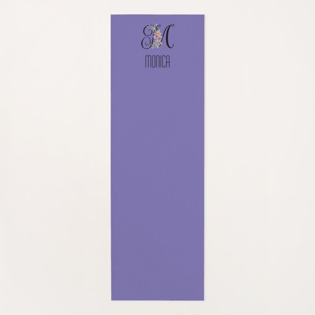 Wasserfarben-Blumen-Monogrammanfangsbuchstabe Lave Yogamatte (Vorderseite)