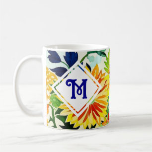 Wasserfarben Blumen Monogrammiert  Kaffeetasse