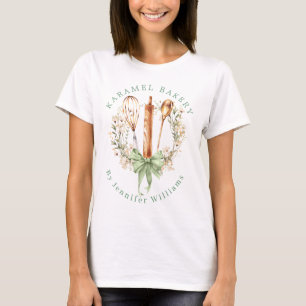 Wasserfarben-Blumen-Utensilien-Kochbäckerei-Name T-Shirt