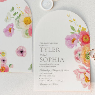 Wasserfarben-Blumenbogen-Hochzeitseinladung Einladung