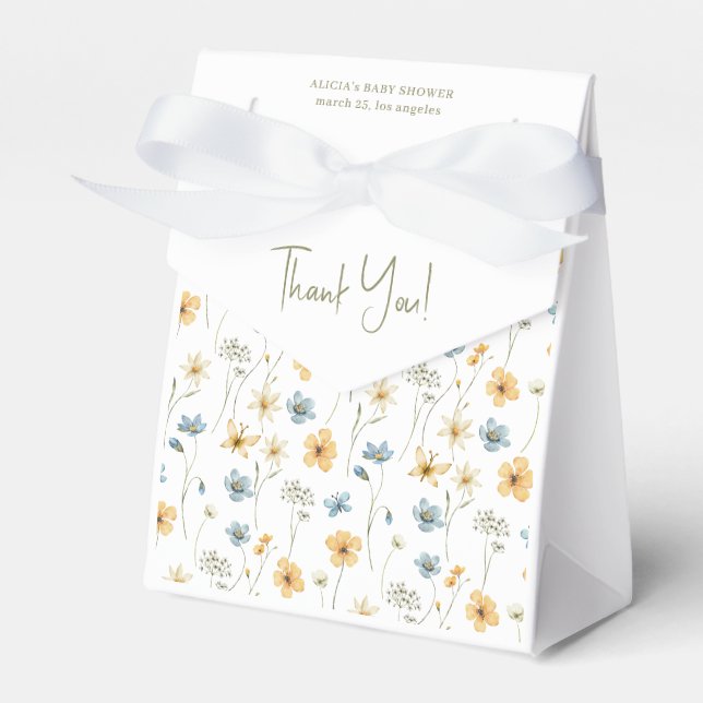 Wasserfarben Blumenmuster Babydusche Danke Geschenkschachtel (Vorderseite)