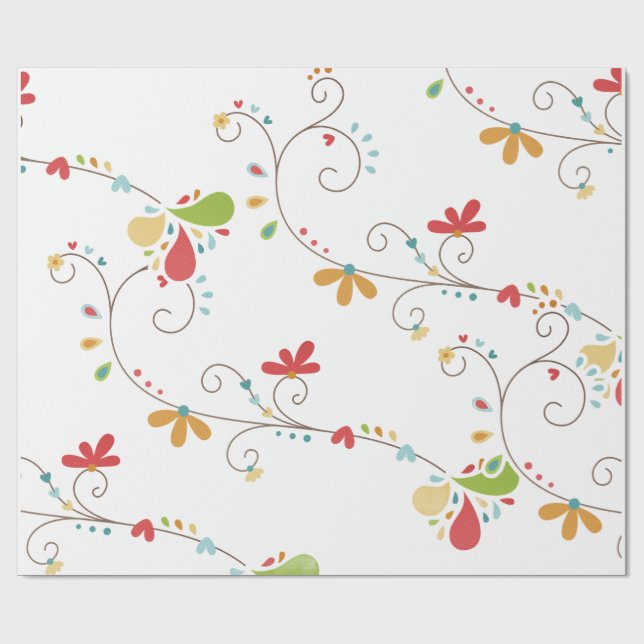 Wasserfarben-Blumenmuster Benutzerdefinierter Hint Geschenkpapier (Flach)