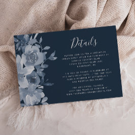 Wasserfarben Blumenstauz Blaue Navy Hochzeitsdetai Begleitkarte