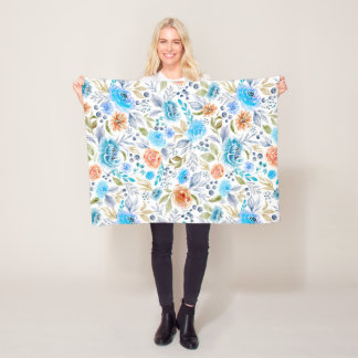 Wasserfarben-Blumenstrauß-Flanelldecke Fleecedecke