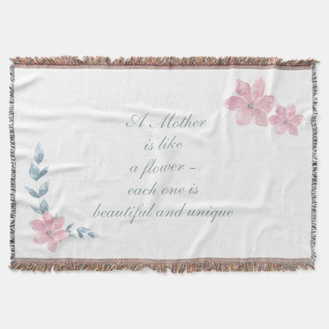 Wasserfarben Blumenzauber Zitat der Mutter Decke (Vorderseite)