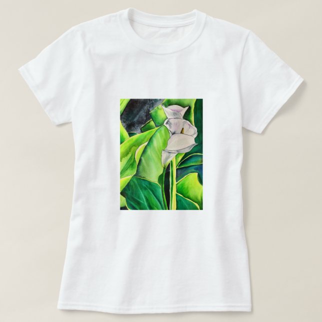 Wasserfarben-Blütenkalk T-Shirt (Design vorne)