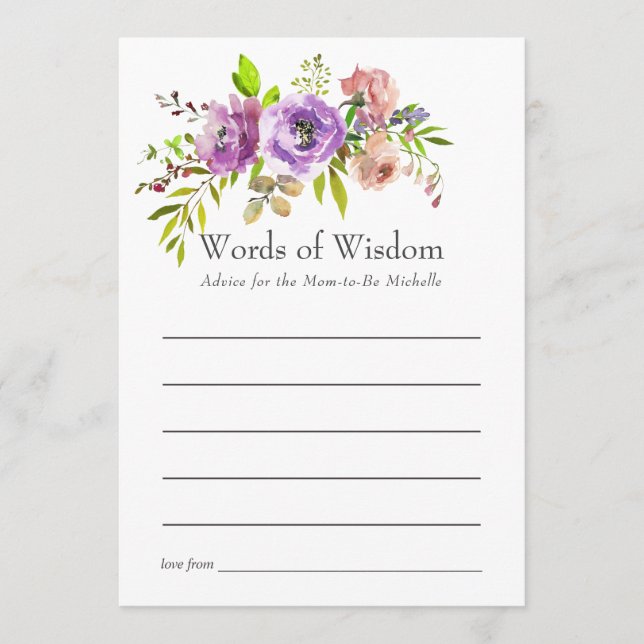 Wasserfarben-Blütenspülung Hinweiskarte (Vorderseite)