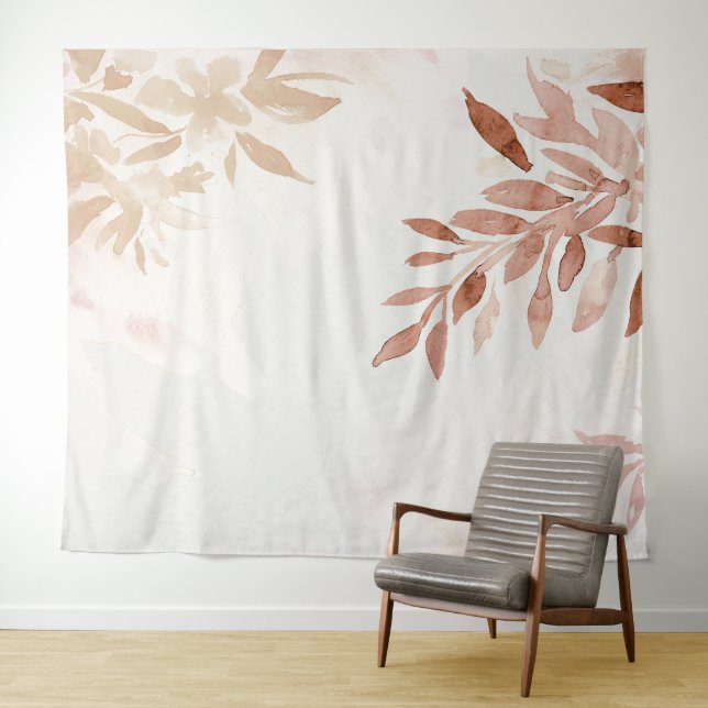 Wasserfarben-Boho Herbstleaven und Zweige Wandteppich (Beispiel (Horizontal))
