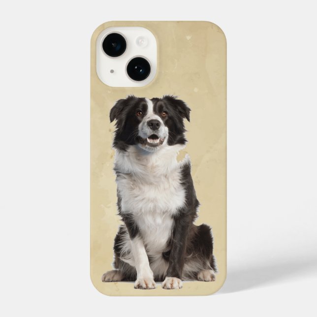 Wasserfarben-Border-Collie-Hund Tier iPhone 14 Hülle (Rückseite)