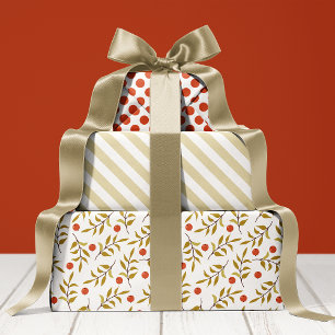 Wasserfarben-Botanische-Beeren-Feiertag Geschenkpapier Set