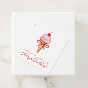 Wasserfarben-Bow Pink-Eiscreme-Kon-Party Geschenkanhänger
