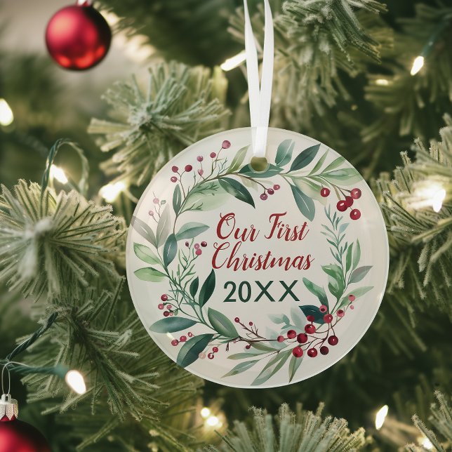 Wasserfarben-Branchen und Berries-Friedhof Ornament Aus Glas (Von Creator hochgeladen)