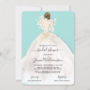 Wasserfarben Braut in Gown Bridal Dusche Einladung