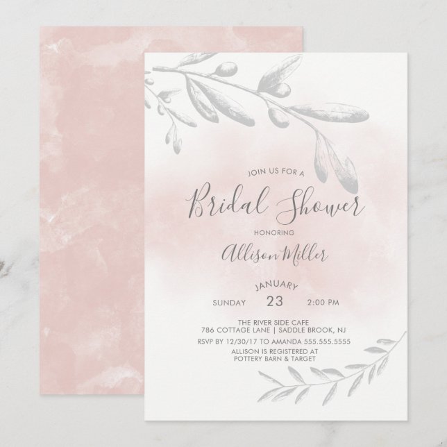 Wasserfarben Bridal Dusche Einladung (Vorne/Hinten)
