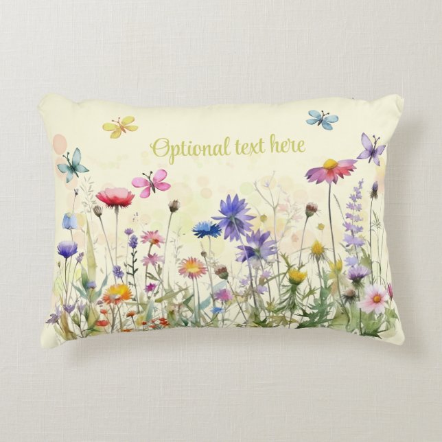 Wasserfarben-Butterfliegen-Wildblume - beide Buchs Dekokissen (Vorderseite)
