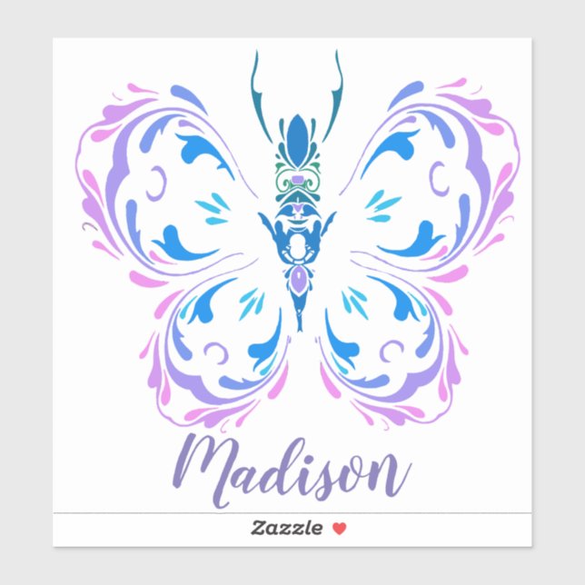 Wasserfarben Butterfly Art Individuelle Name Aufkleber (Blatt)