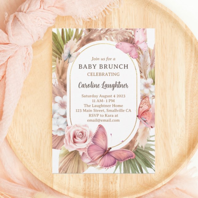Wasserfarben Butterfly Blumengarten Baby Brunch Einladung (Von Creator hochgeladen)
