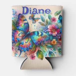 Wasserfarben Butterfly Blumengarten Personalisiert Dosenkühler