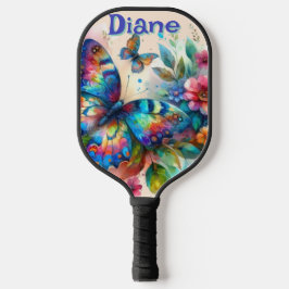 Wasserfarben Butterfly Blumengarten Personalisiert Pickleball Schläger