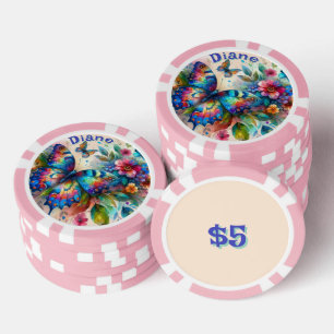 Wasserfarben Butterfly Blumengarten Personalisiert Pokerchips