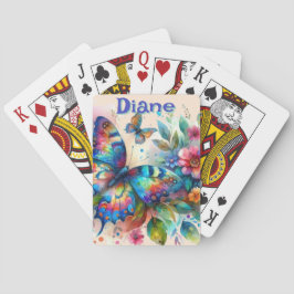 Wasserfarben Butterfly Blumengarten Personalisiert Spielkarten