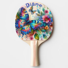 Wasserfarben Butterfly Blumengarten Personalisiert Tischtennis Schläger