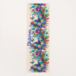 Wasserfarben Butterfly Blumengarten Personalisiert Yogamatte