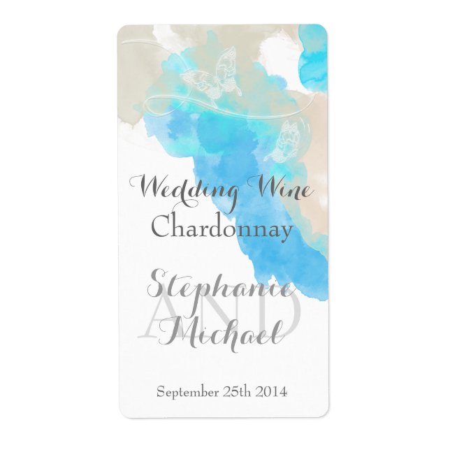 Wasserfarben Butterfly Ocean Shore Wedding Wine La (Vorne)