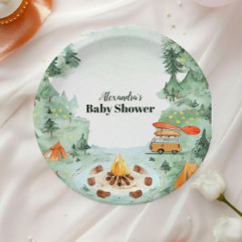 Wasserfarben Camping Babydusche Pappteller