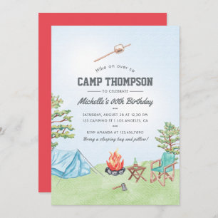 Wasserfarben Camping Geburtstagsparty Einladung