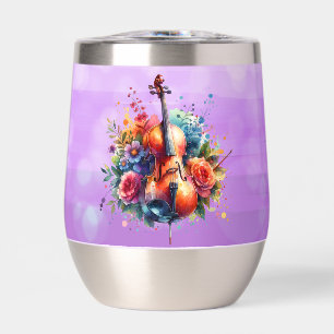 Wasserfarben Cello und Blumen Persönlich