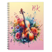 Wasserfarben Cello und Blumen Persönlich