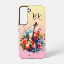 Wasserfarben Cello und Blumen Persönlich