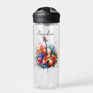 Wasserfarben Cello und Blumen Persönlich Trinkflasche
