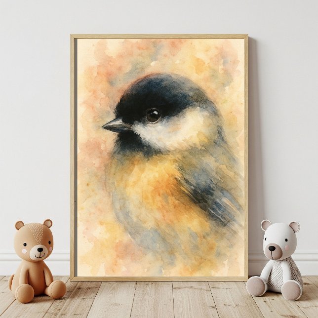 Wasserfarben-Chickadee: Sweet Songbird-Portrait Poster (Von Creator hochgeladen)