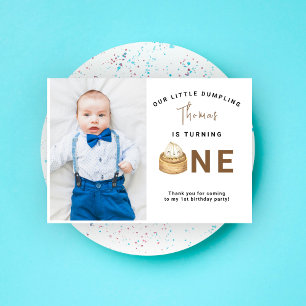 Wasserfarben Chinesische Klöße erste Geburtstagsfe Dankeskarte