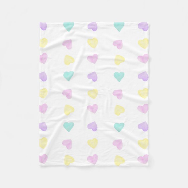 Wasserfarben Convo Heartz Blank Pastel Blanket Fleecedecke (Vorderseite)