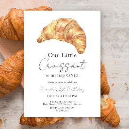 Wasserfarben Croissant 1. Geburtstag Party Einladung