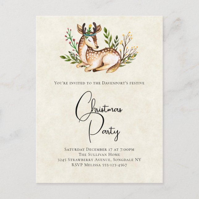 Wasserfarben-Deh legt Boho Weihnachts-Party ab Postkarte (Vorderseite)