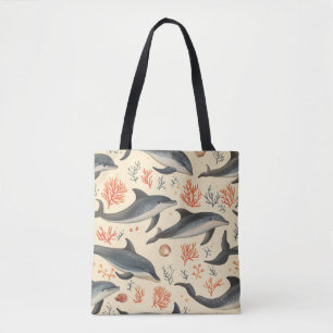 Wasserfarben-Delfin-Muster Küsten-Ozean-Koralle  Tasche
