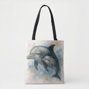 Wasserfarben-Delfin- und Kalb-Tragetasche Tasche