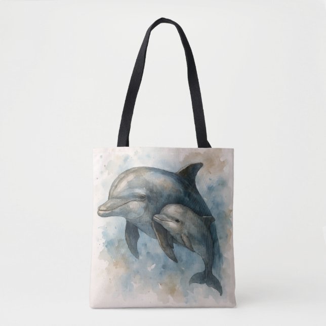 Wasserfarben-Delfin- und Kalb-Tragetasche Tasche (Vorderseite)