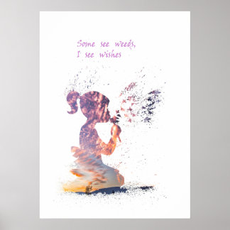 Wasserfarben der Girl and Dandelion Poster