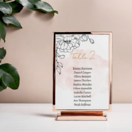 Wasserfarben-Design mit Schwarzer Flora Elegant Tischnummer