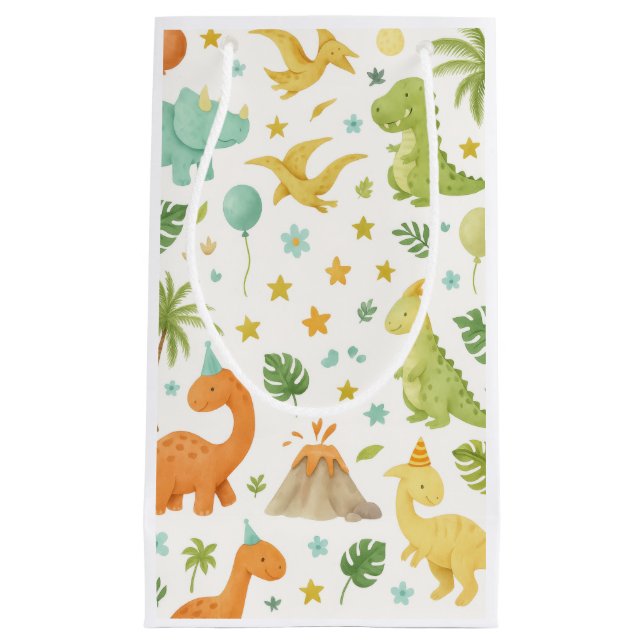 Wasserfarben-Dinosaurier-Muster Gefallen Party-Beu Kleine Geschenktüte (Vorderseite)